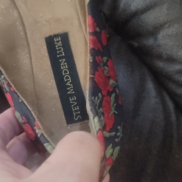 Steve Madden luxe black red roses Floral satin Ballet Flats 9 - Picture 6 of 6